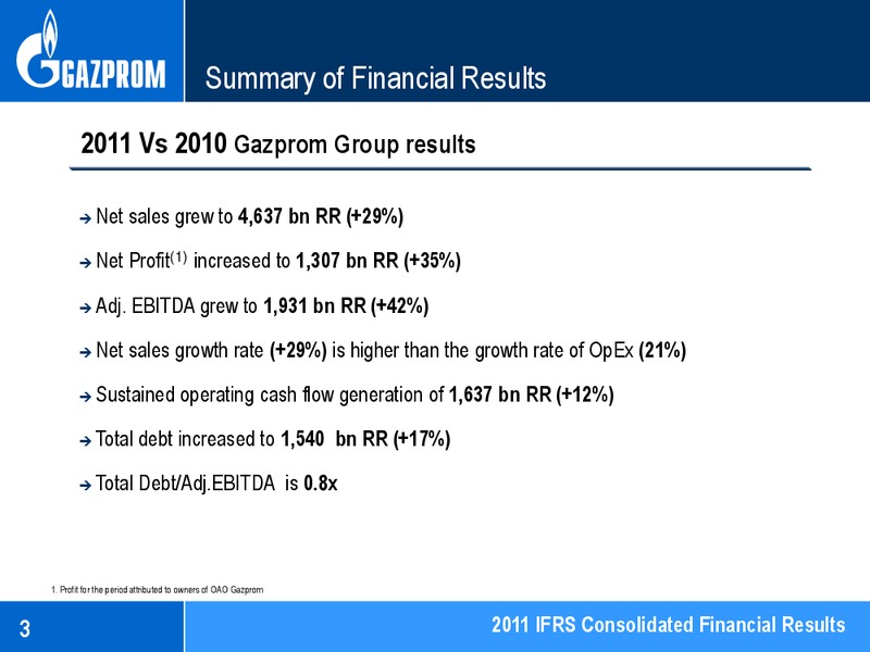 APRIL 2012 INVESTOR PRESENTATION – Gazprom Neft – slide 3