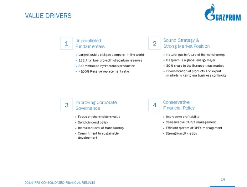2014 EARNINGS CALL – Gazprom Neft – slide 13