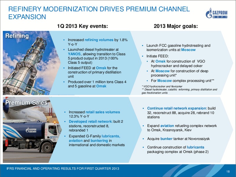 IFRS FINANCIAL AND OPERATING RESULTS FOR Q1 2013 – Gazprom Neft – slide 17