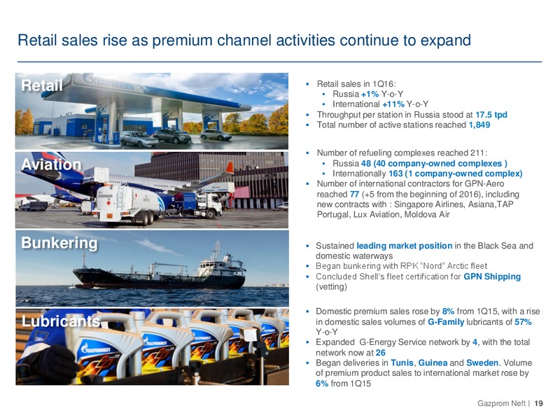 Q1 2016 Financial and Operating Results – Gazprom Neft – slide 18