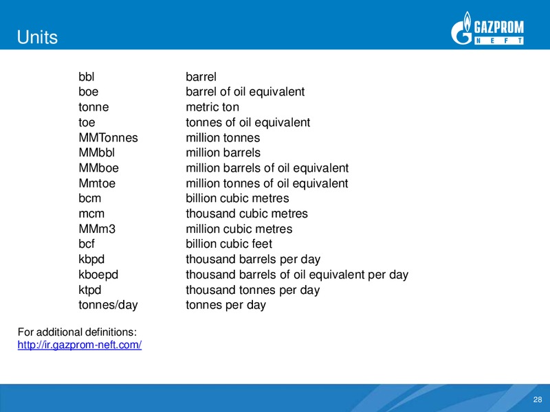 Q3 2011 Results – Gazprom Neft – slide 27