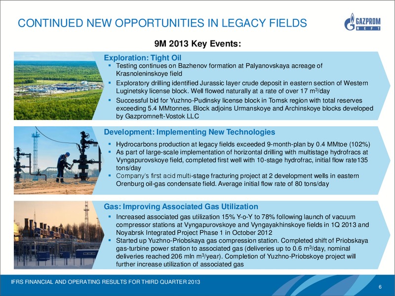 IFRS FINANCIAL AND OPERATING RESULTS FOR Q3 2013 – Gazprom Neft – slide 5