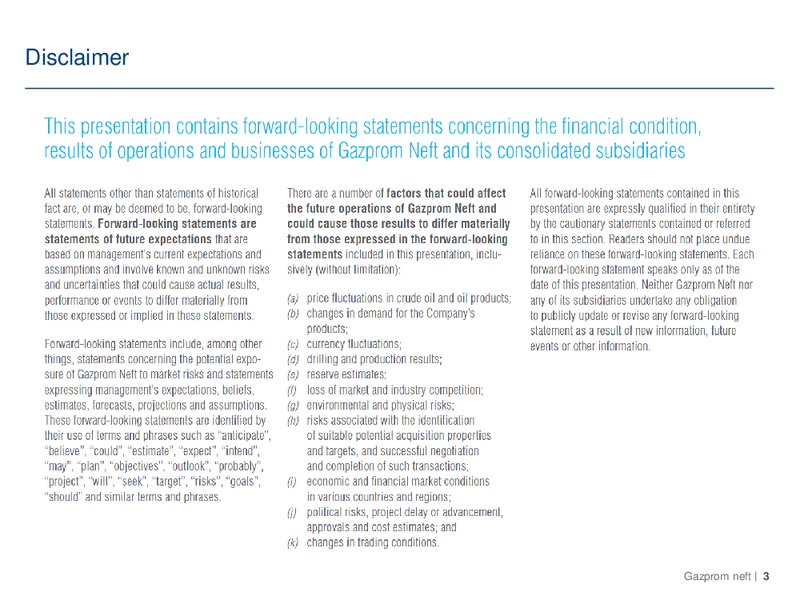 Q3 2014 – Gazprom Neft – slide 3