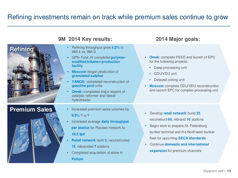 Q3 2014 – Gazprom Neft – slide 13