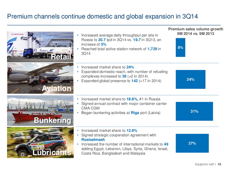 Q3 2014 – Gazprom Neft – slide 16
