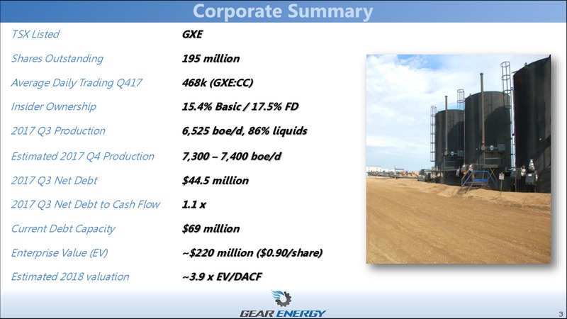 January 2018 Corporate Presentation – Gear Energy Ltd – slide 3