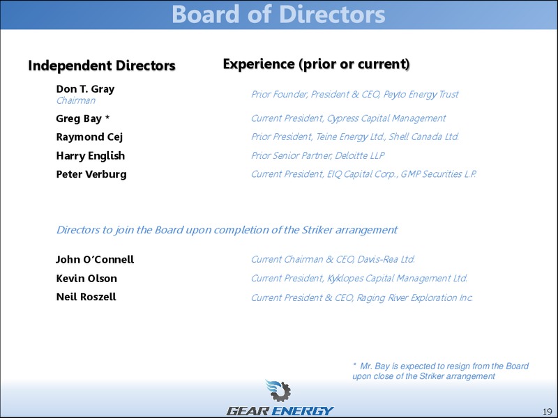 June 2016 Corporate Presentation – Gear Energy Ltd – slide 19