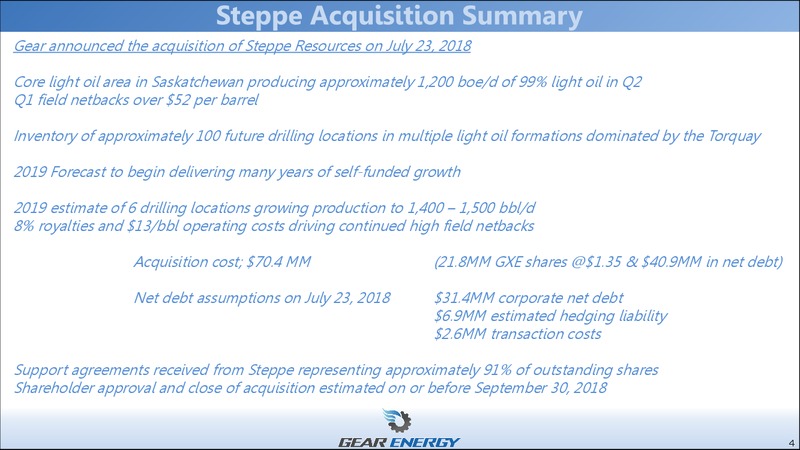 August 2018 Enercom Conference – Gear Energy Ltd – slide 4
