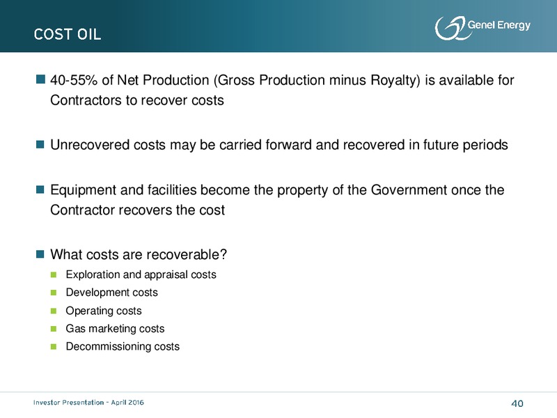 April 2016 Investor Presentation – Genel Energy – slide 39