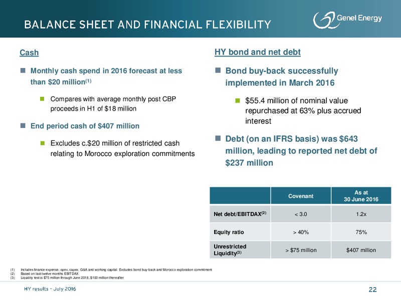 Half Year Results 2016 – Genel Energy – slide 21