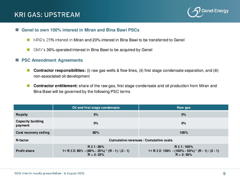 H1 2015 Earnings Call – Genel Energy – slide 8