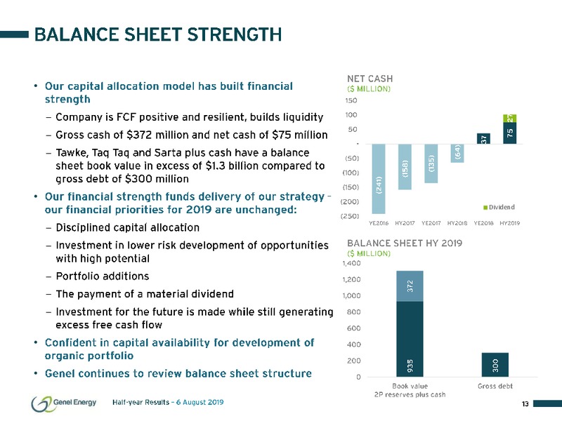 1H 2019 Results Presentation – Genel Energy – slide 13