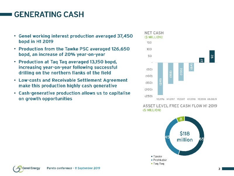 Pareto Oil and Offshore Conference – Genel Energy – slide 3