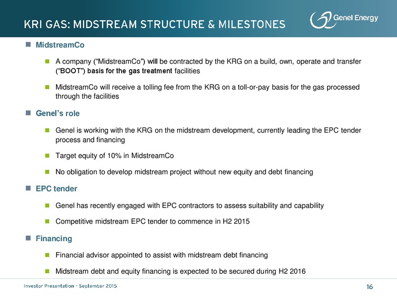 September 2015 Investor Presentation – Genel Energy – slide 15