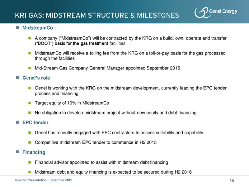 December 2015 Investor Presentation – Genel Energy – slide 15