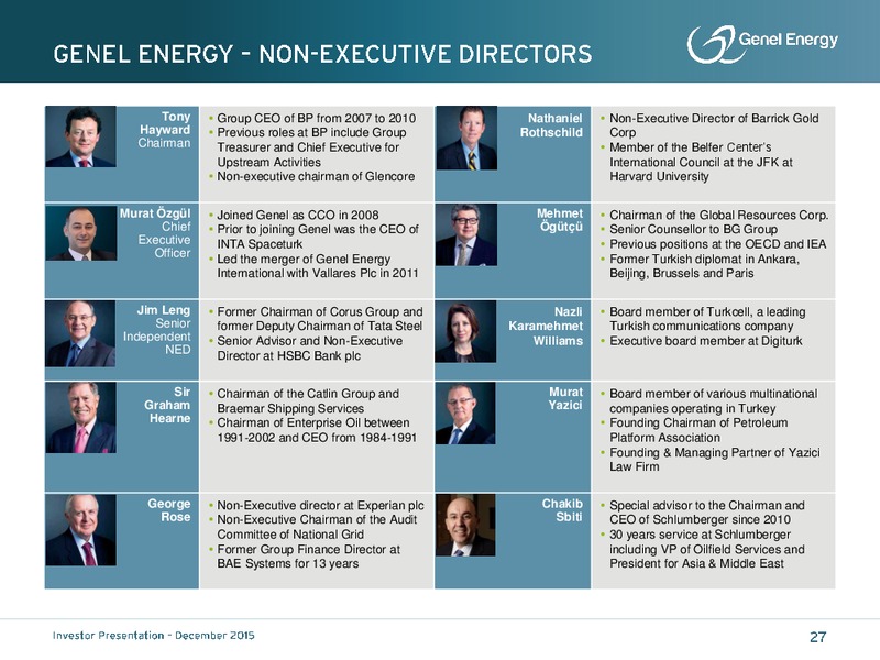 December 2015 Investor Presentation – Genel Energy – slide 26