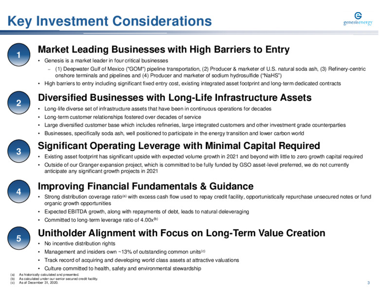 Barclays Midstream & Clean Infrastructure Event   February 2021 – Genesis Energy Lp – slide 3