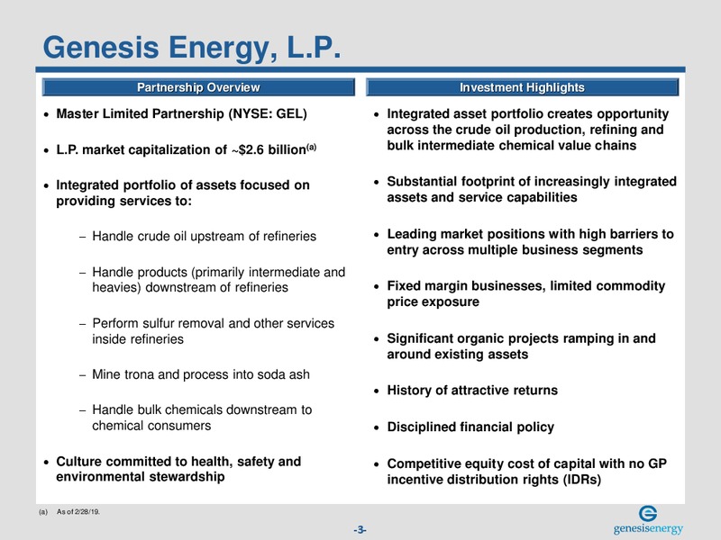 March 2019 Investor Presentation – Genesis Energy Lp – slide 2