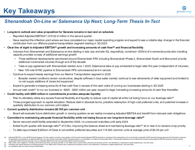2Q 2025 Earnings Supplement – Genesis Energy Lp – slide 2