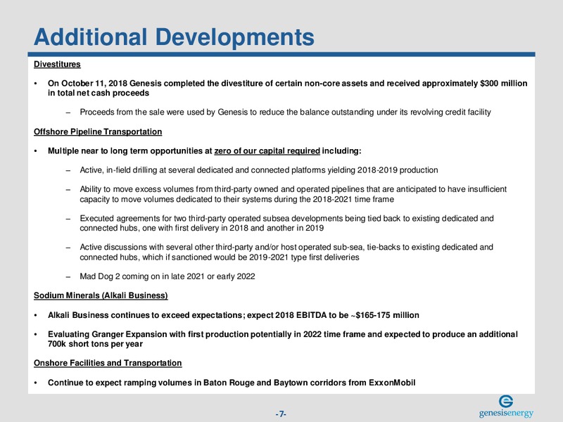 Wells Fargo Midstream and Utility Symposium – Genesis Energy Lp – slide 6
