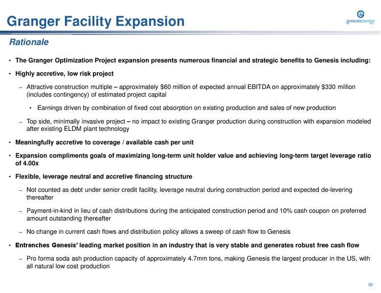 Wells Fargo Midstream and Utility Symposium – Genesis Energy Lp – slide 20