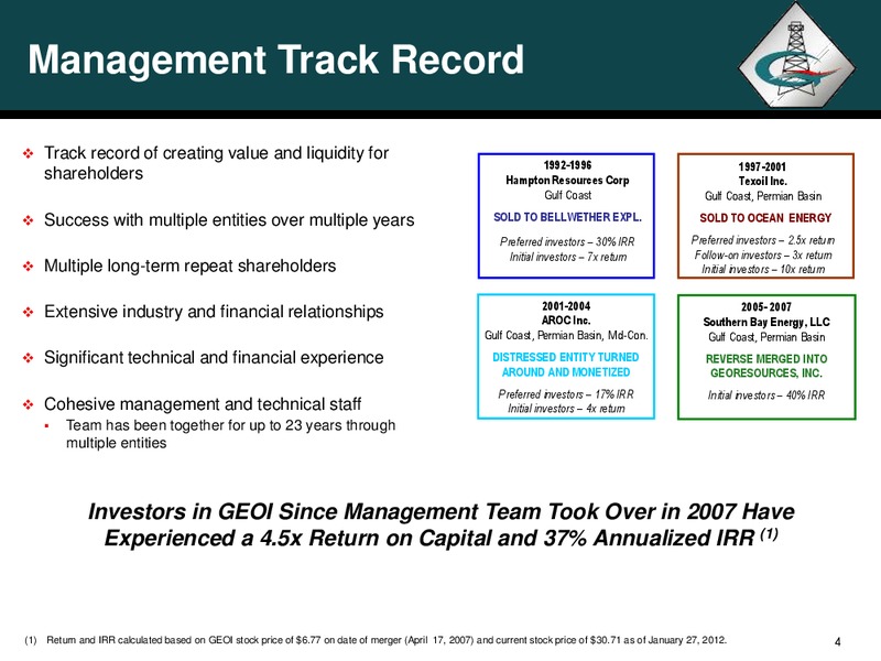 Corporate Profile – Georesources, Inc. – slide 3