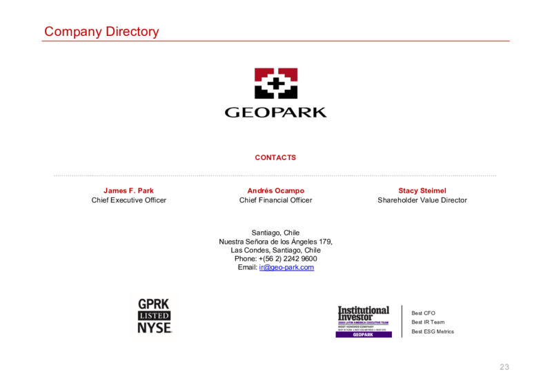 January 2021 Investor Presentation – Geopark Limited – slide 23