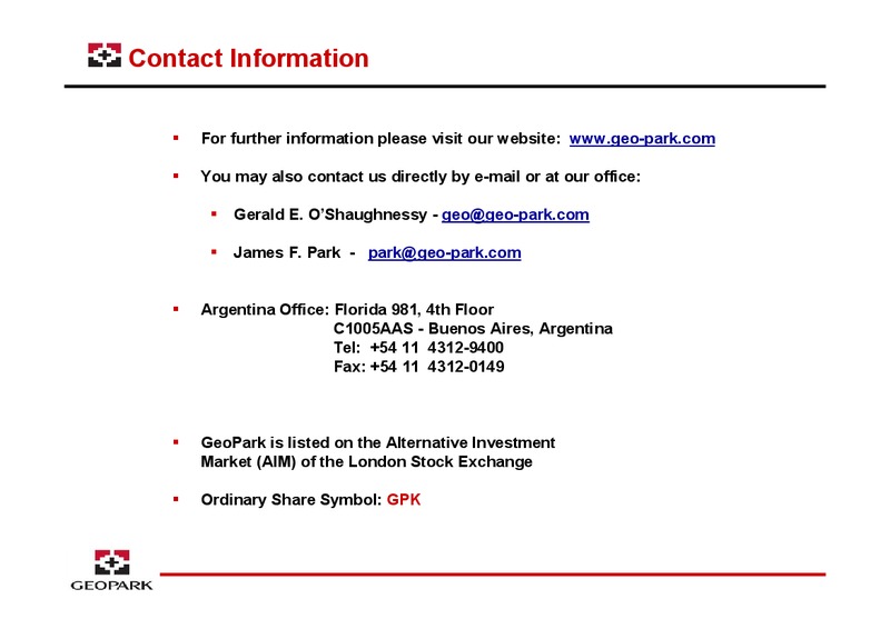 OILBARREL CONFERENCE – Geopark Limited – slide 32