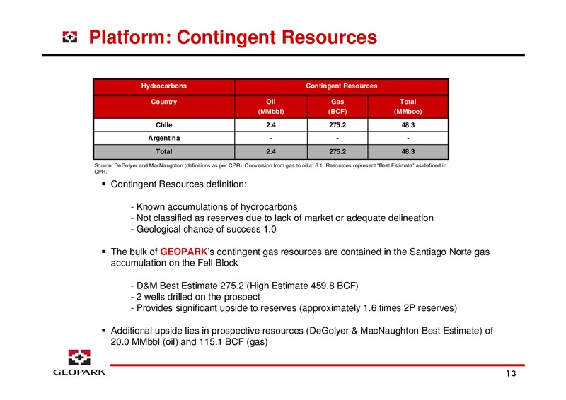 LONDON ROADSHOW – Geopark Limited – slide 13