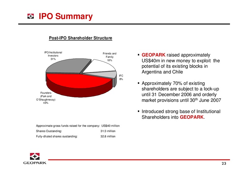 LONDON ROADSHOW – Geopark Limited – slide 23