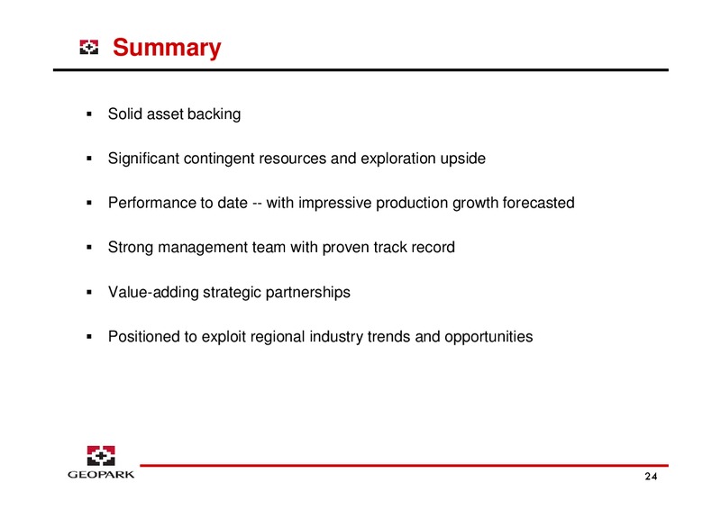 LONDON ROADSHOW – Geopark Limited – slide 24