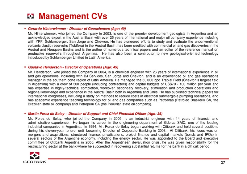 LONDON ROADSHOW – Geopark Limited – slide 27