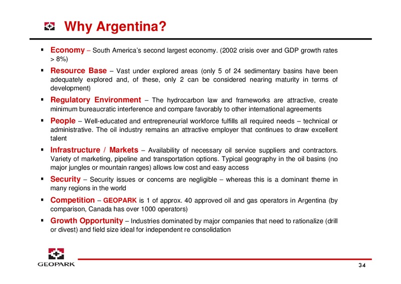 LONDON ROADSHOW – Geopark Limited – slide 34