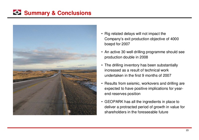 LONDON ROADSHOW – Geopark Limited – slide 23