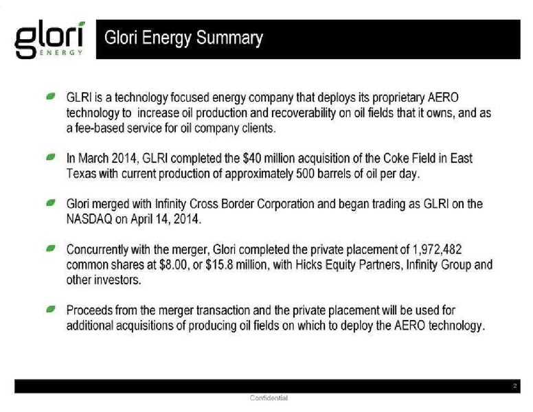 2014 BAIRD GROWTH STOCK CONFERENCE – Glori Energy Inc. – slide 3