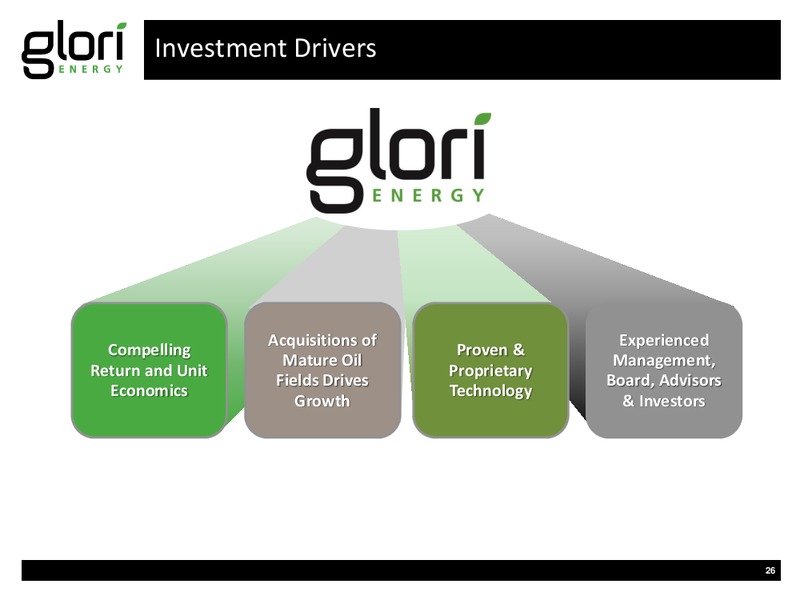 JUNE 2015 INVESTOR PRESENTATION – Glori Energy Inc. – slide 26