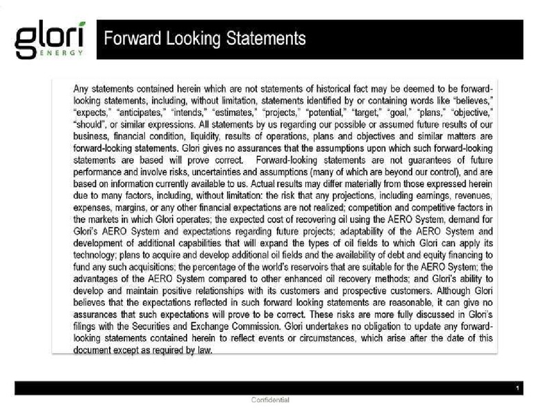 GHS 100 ENERGY CONFERENCE – Glori Energy Inc. – slide 2