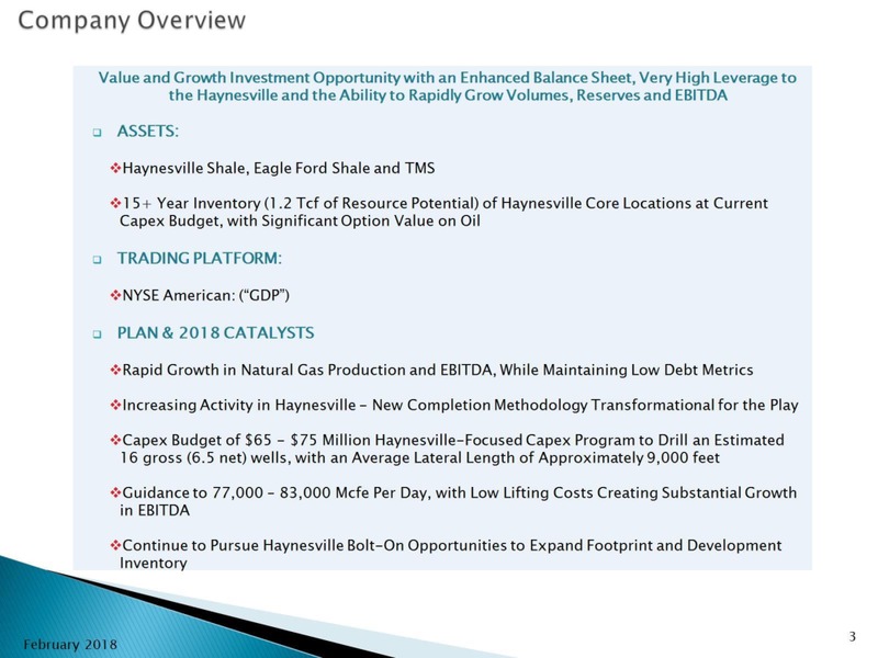 Enercom Dallas 2018 – Goodrich Petroleum Corp. – slide 2