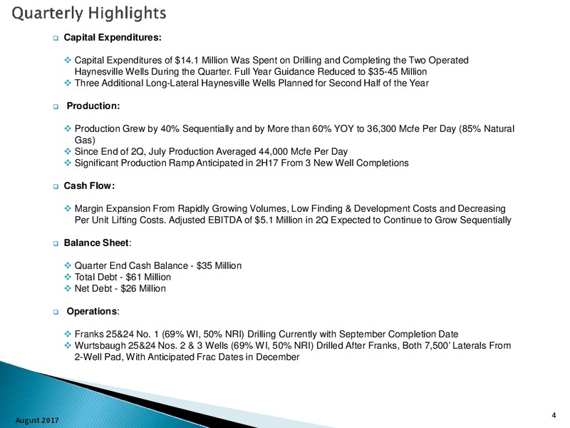 2Q 2017 Earnings Update – Goodrich Petroleum Corp. – slide 3