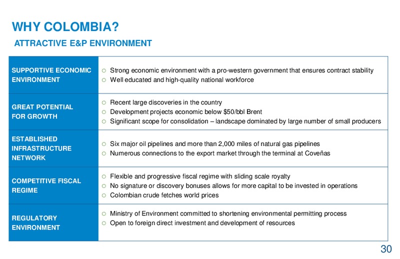 January 2016 Investor Presentation – Gran Tierra Energy, Inc. – slide 29