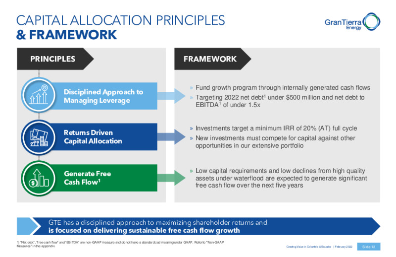 February 2022 Presentation – Gran Tierra Energy, Inc. – slide 12