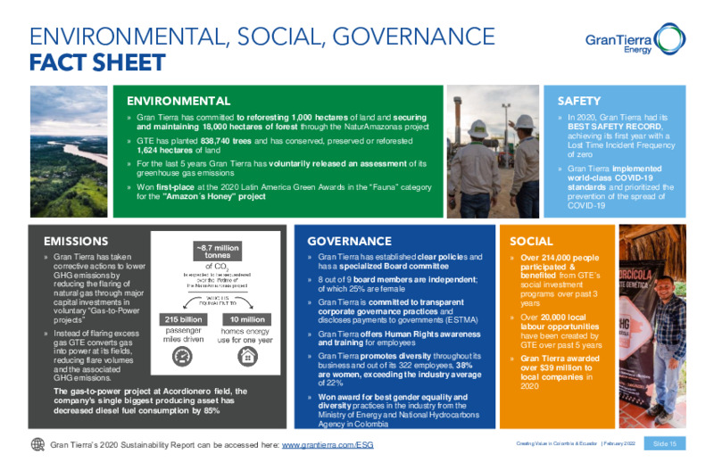February 2022 Presentation – Gran Tierra Energy, Inc. – slide 14
