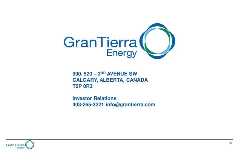 April 2019 Corporate Presentation – Gran Tierra Energy, Inc. – slide 40