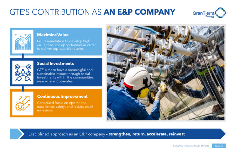 April 2022 Investor Presentation – Gran Tierra Energy, Inc. – slide 11