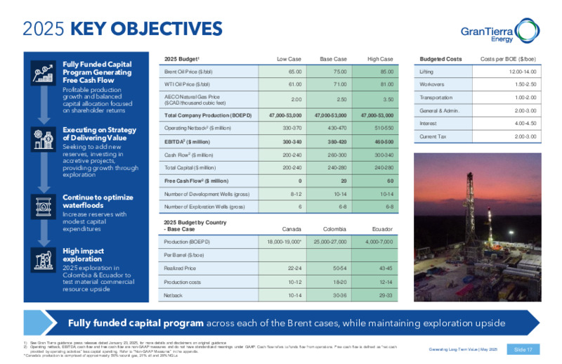 May 2025 Corporate Presentation – Gran Tierra Energy, Inc. – slide 16