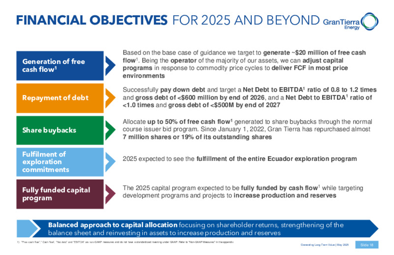 May 2025 Corporate Presentation – Gran Tierra Energy, Inc. – slide 17