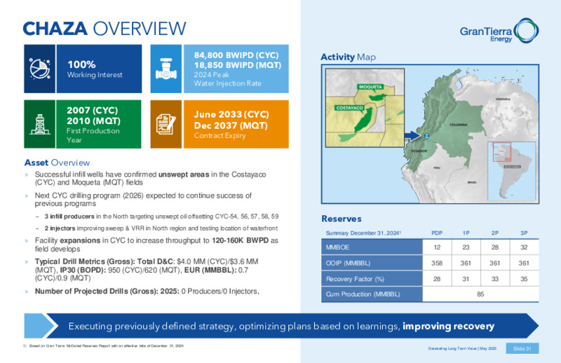 May 2025 Corporate Presentation – Gran Tierra Energy, Inc. – slide 30