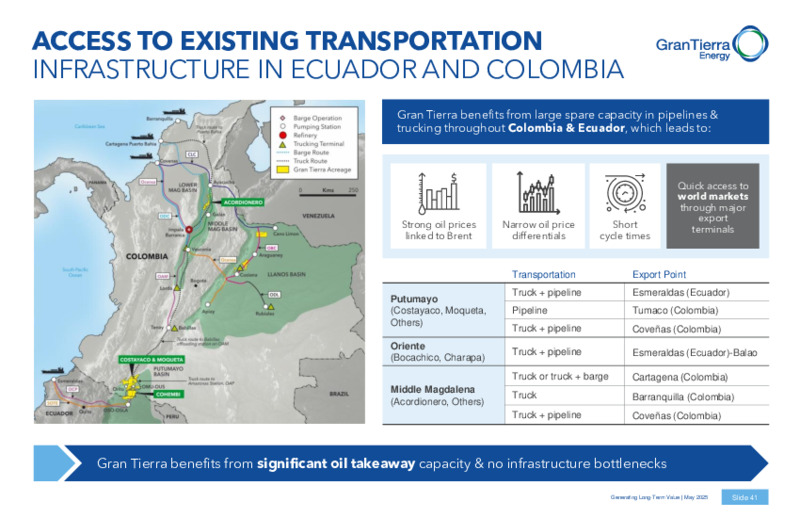 May 2025 Corporate Presentation – Gran Tierra Energy, Inc. – slide 40