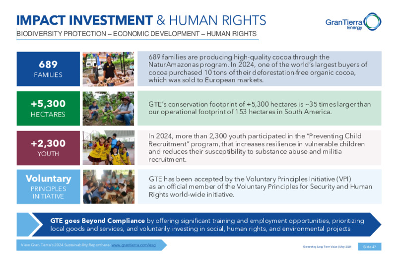 May 2025 Corporate Presentation – Gran Tierra Energy, Inc. – slide 46