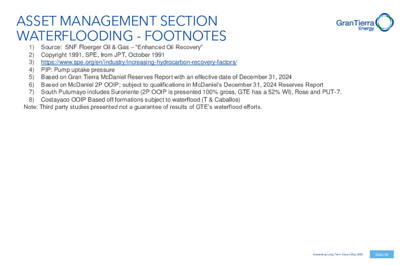 May 2025 Corporate Presentation – Gran Tierra Energy, Inc. – slide 49